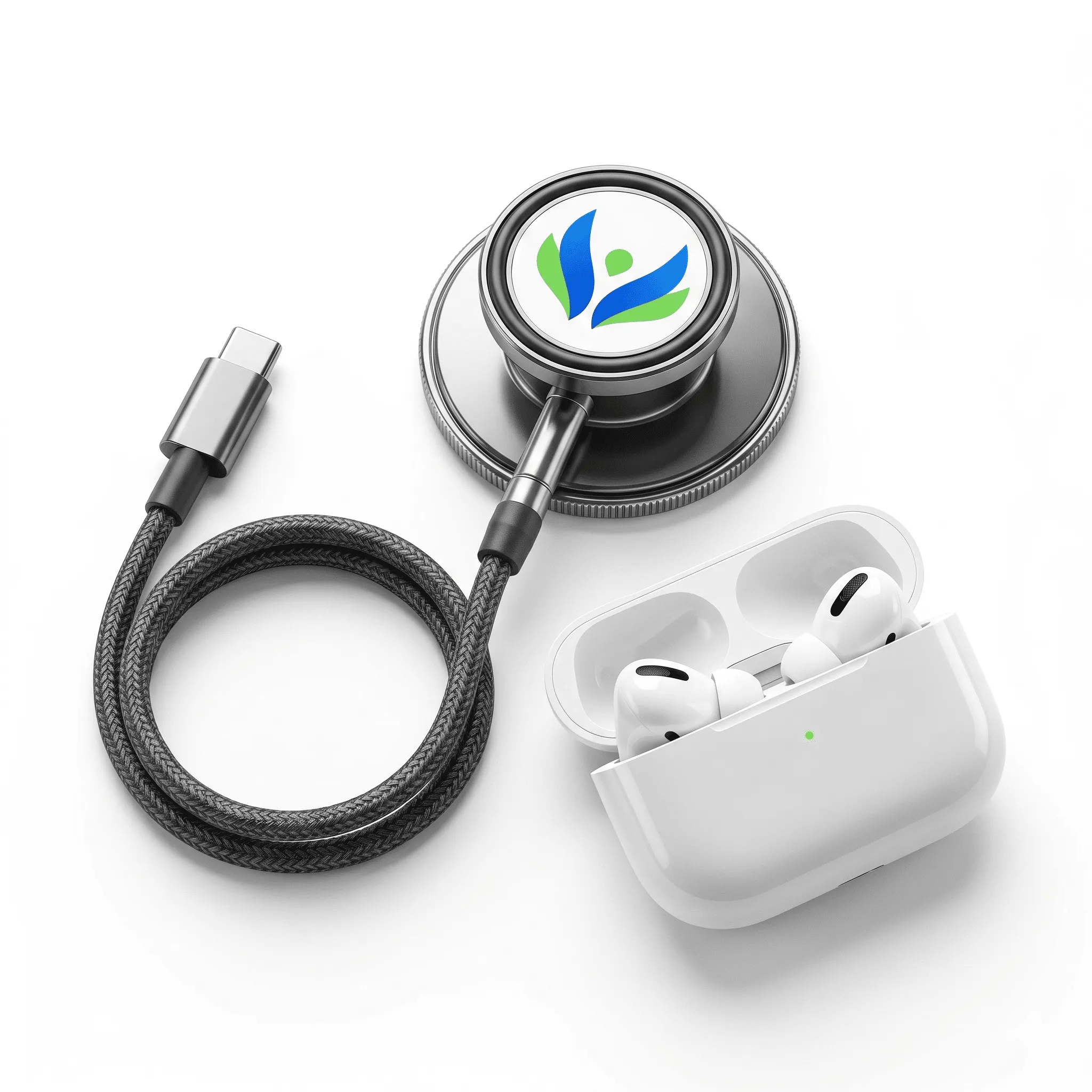 SuperCAPE chest piece with AirPods — hero shot