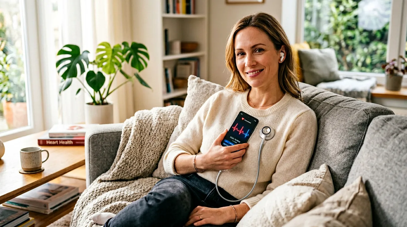 Patient using SuperCAPE at home with AirPods