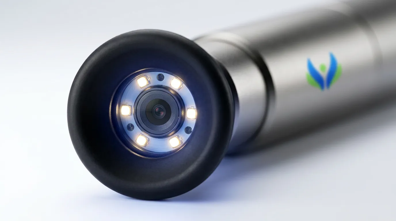 Close-up of WellyfyScope camera tip and LED ring