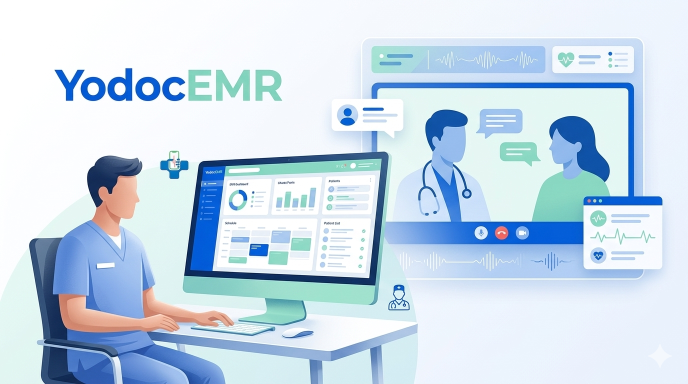 YodocEMR clinician workspace: schedule, chart, and care delivery in one view